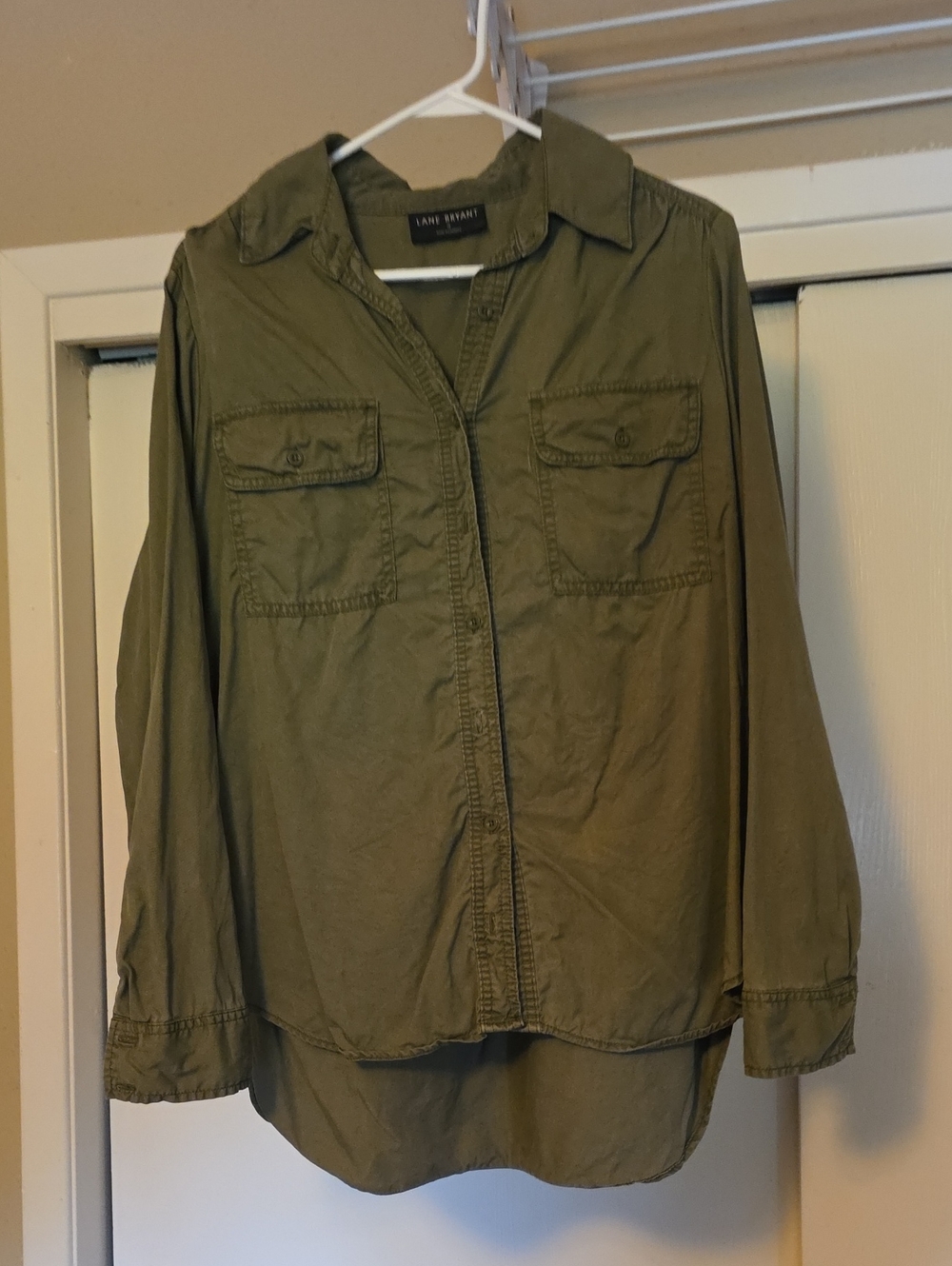 Lane Bryant Olive Green Utility Shirt Jacket